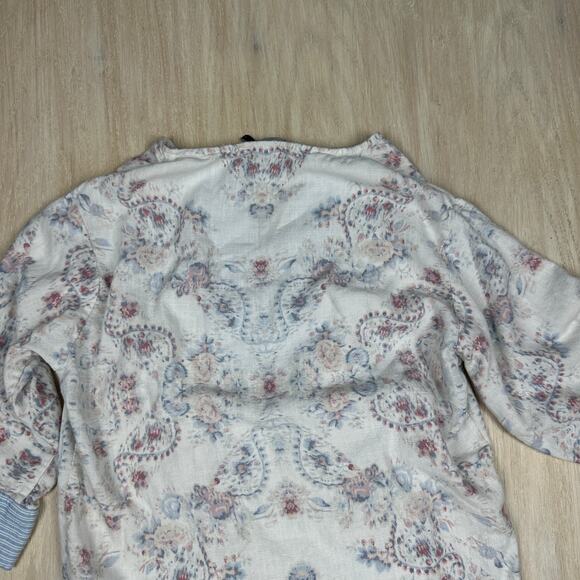 BCBGMAXAZRIA Contrast Trim Floral Print Tunic Boxy Lightweight Boho Dress Small - Picture 7 of 13